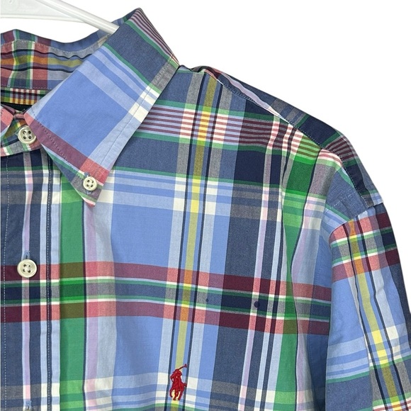 Ralph Lauren Men’s Casual Button Down Shirt Blue and Green Sz L - Picture 2 of 4